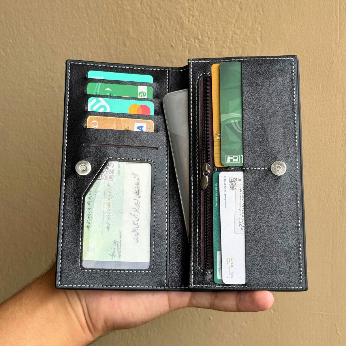 Magnetic Button Long Wallet